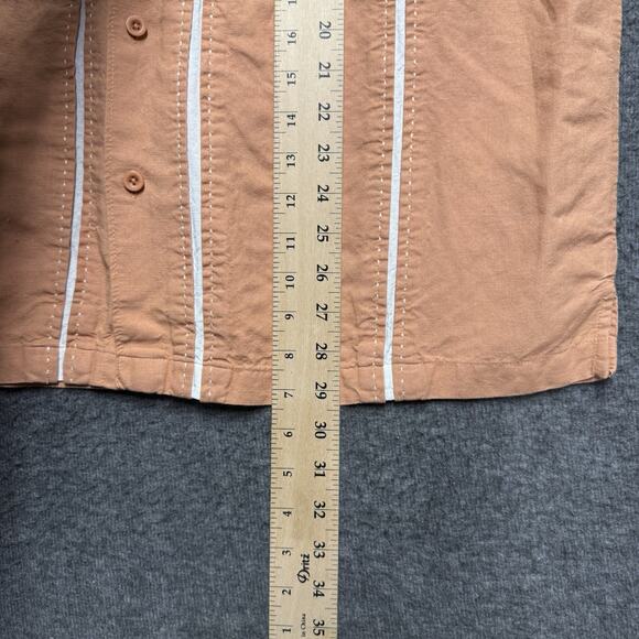 Cubavera Linen Blend Button Up Shirt Men's XL Orange Striped Embroidered Bowling - Picture 6 of 6